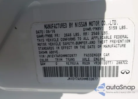 2017 Infiniti Q50 3.0T Premium z USA, uszkodzony, nr VIN JN1EV7AR0HM832877